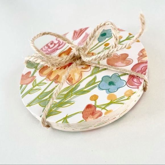 Set of 8 Cardboard Paper Coasters, 2 Sided, Floral & “Be Kind’ on the fl… - Picture 5 of 6